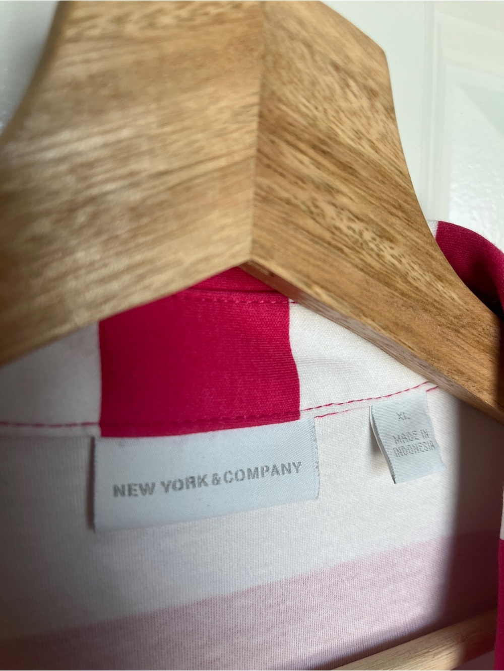 New York & Company Pink and White Striped Sleeveless Shirt Dress - Picture 2 of 3